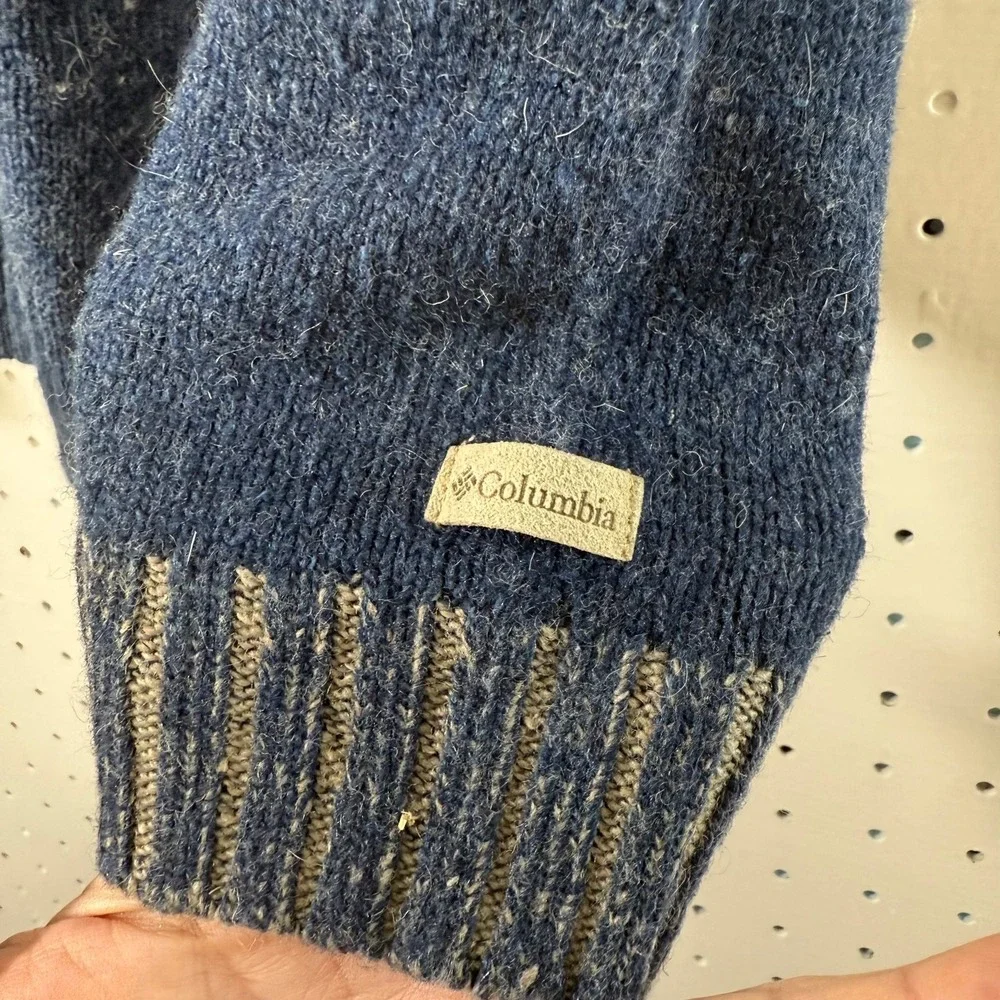 Columbia Sweater Men's Blue Wool Blend Knit Crew‎ Neck Pullover Winter Large VTG